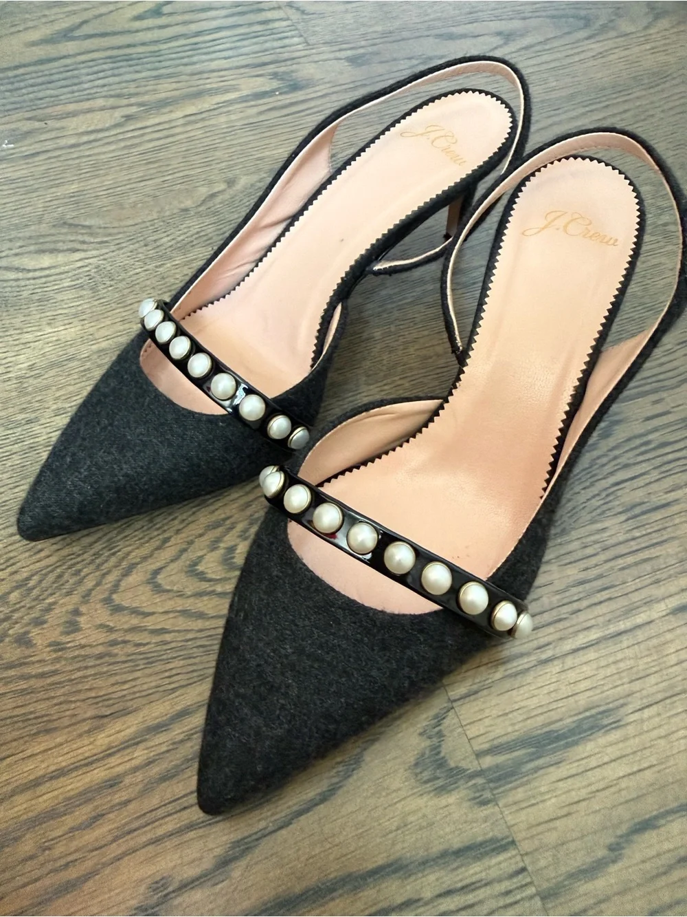 J.Crew Colette slingback d'Orsay pumps in wool fabric and pearl accents. 7.5 - Picture 2 of 5